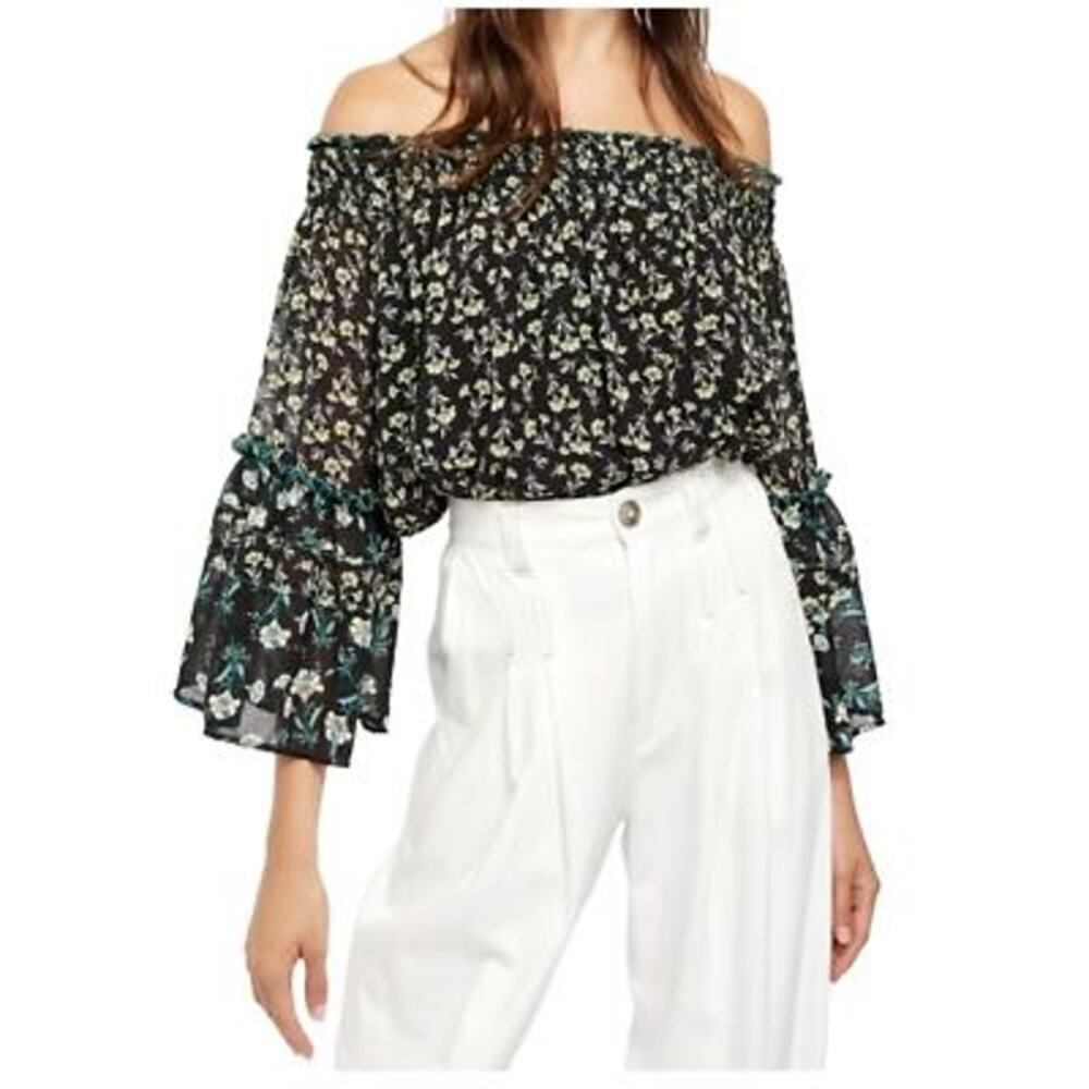Free People Rose Valley Off the Shoulder Floral Blouse M Whimsigoth Fairy